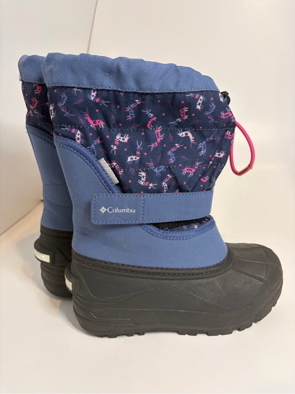 Columbia Kids Blue Navy Pink Patterned Snow Boots Size 1